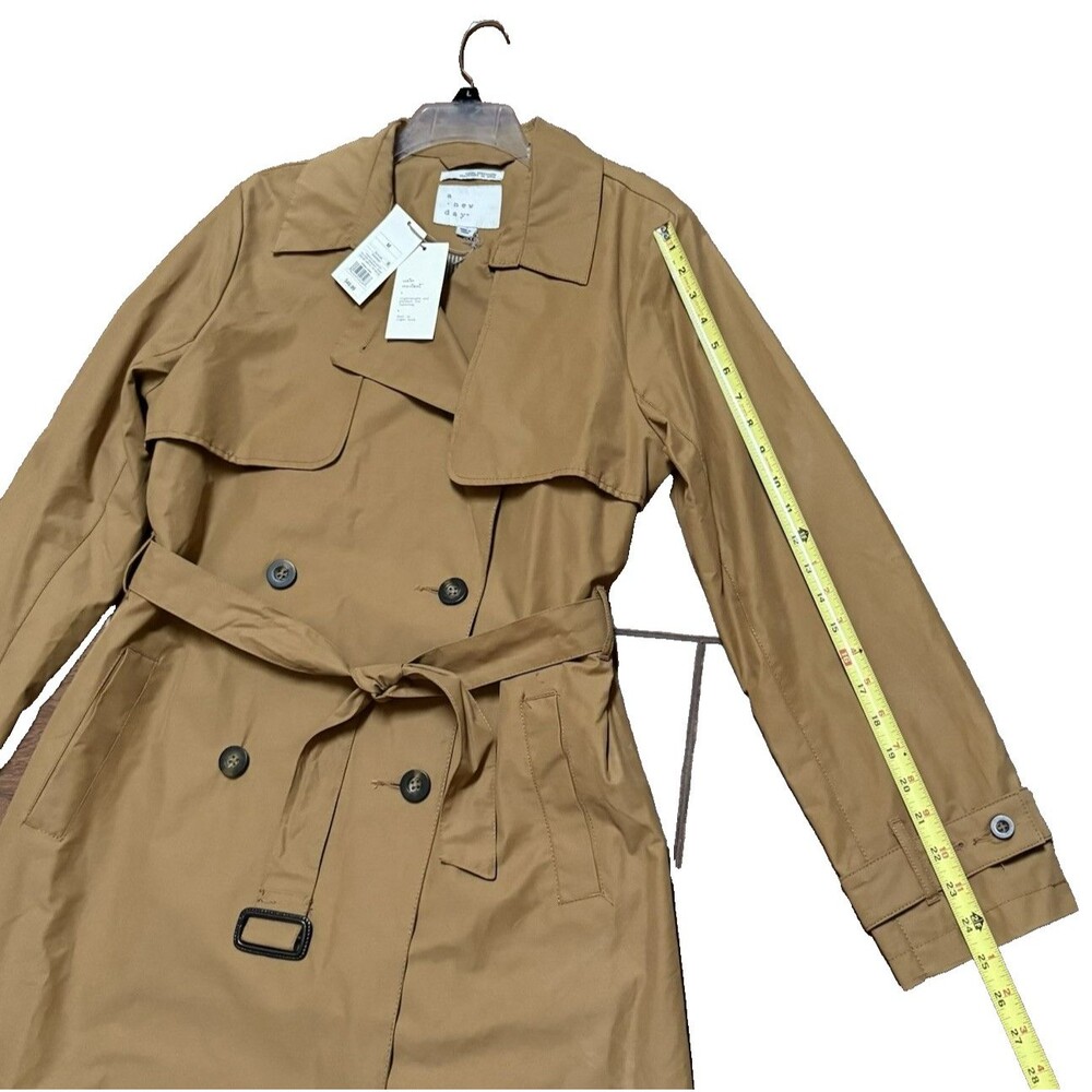 A New Day Women's M Water Resistant Trench Coat Khaki 559337 492830405474 NWT - Picture 2 of 7